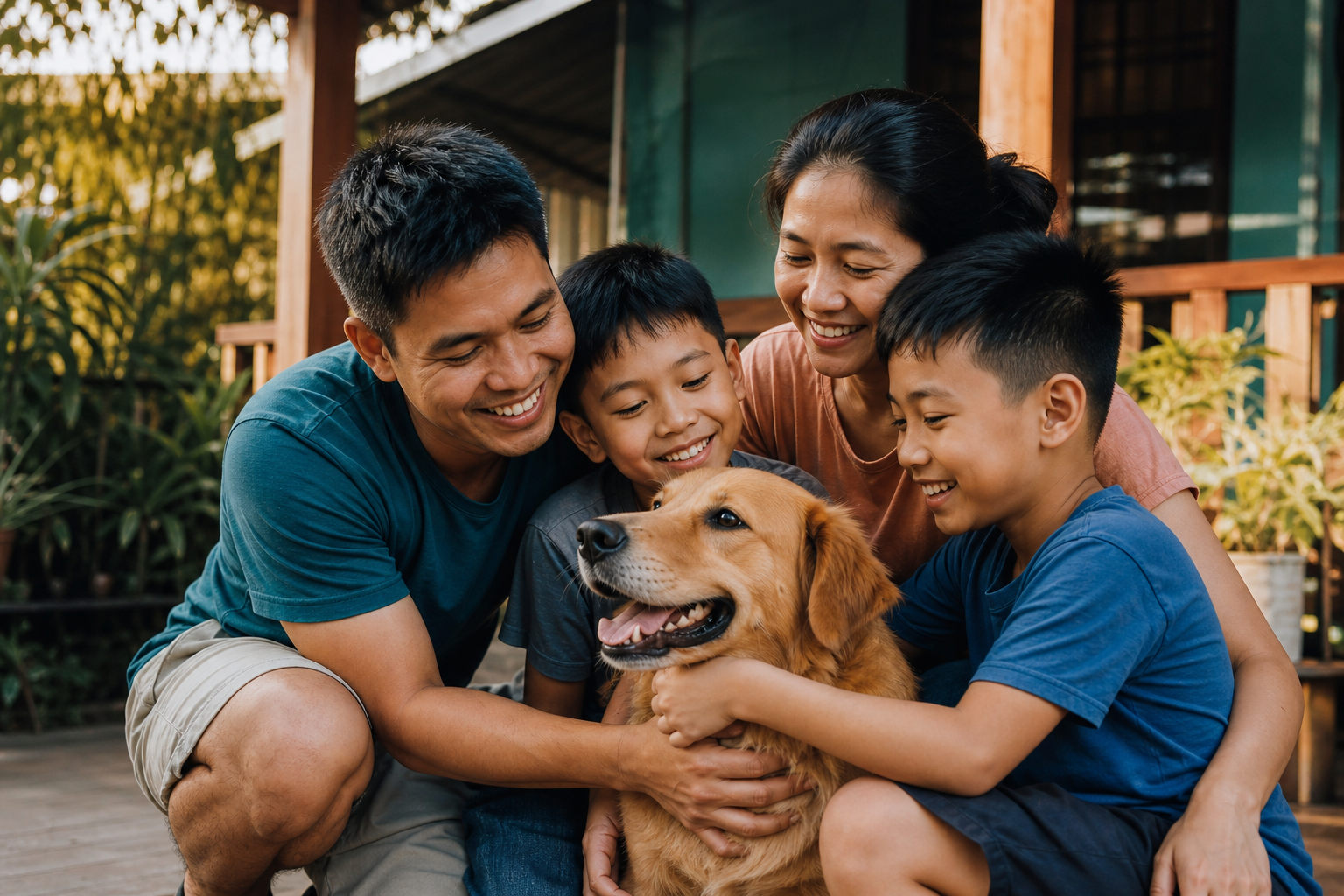 Filipino family with their registered dog